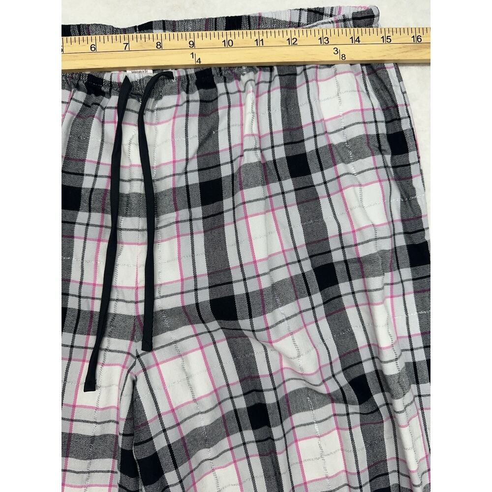 Victoria’s Secret Pajama Set Size Medium Black Pink White Plaid Flannel - Picture 7 of 10